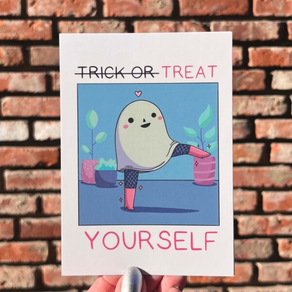 Stylish Ghost Postcard - Treat Yourself