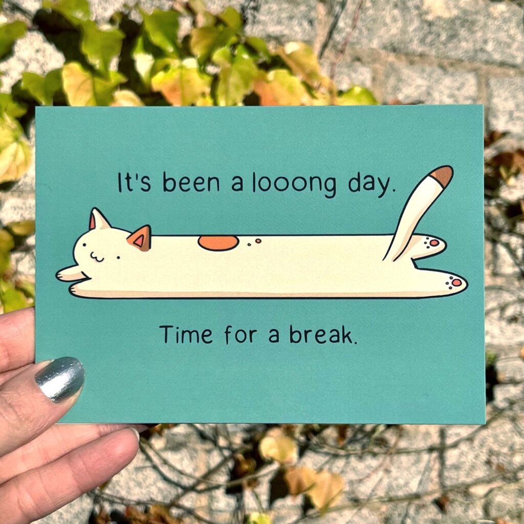 Cat Postcard - It's been a looong day